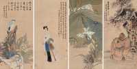 任伯年 胡公寿 戊辰（1868）年作 神寿图（四幅） 屏轴